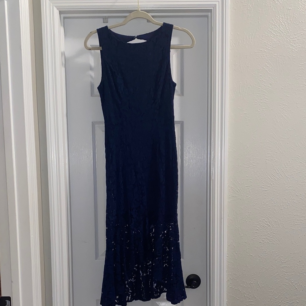 Lulu's Midnight Blue/Navy Lace Midi Dress